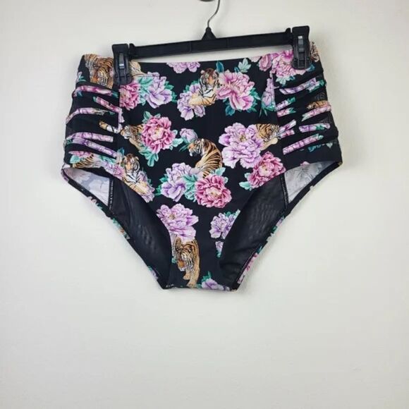 Torrid Swim Bottom Bikini Black Tiger Floral 2X - Picture 4 of 8